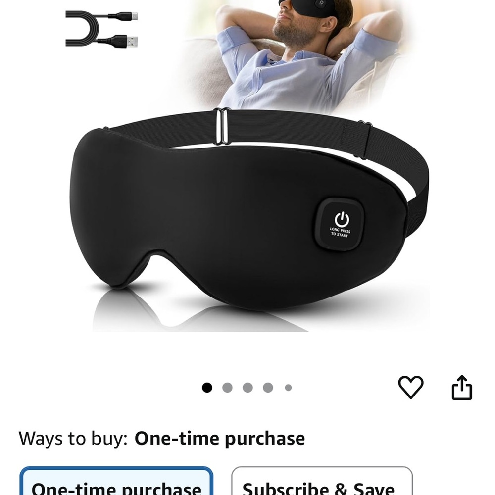 Black Heated Eye Mask with USB Charging